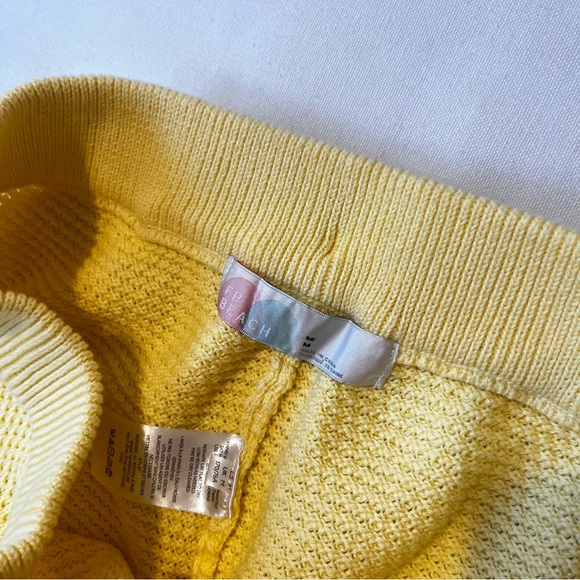 Free People FP Beach Hailee crochet waffle knit pants M Yellow Relaxed Pull on - Picture 5 of 7